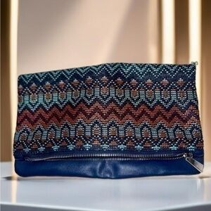 Express - Blue folded clutch with strap